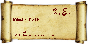 Kámán Erik névjegykártya